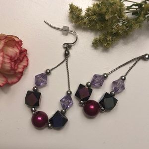 Beautiful pink and purple dangle earrings
